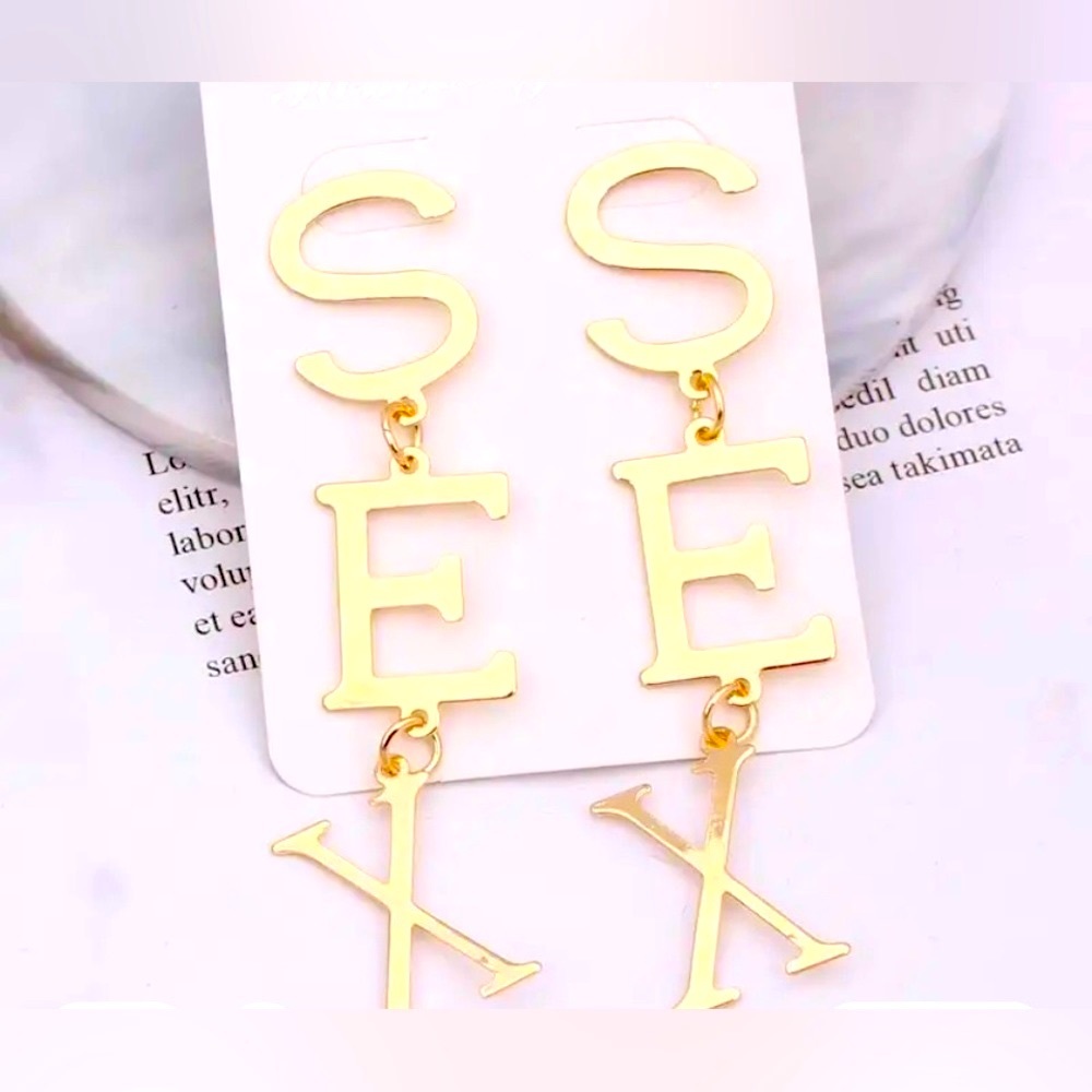 SEXY RUDE STAINLESS earrings, fun earrings-Brand new steel-yellow GOLD